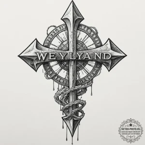The weyland-yutani logo, ink illustration for... - эскиз тату (№1752538834_0, 15.07.2025 00:20) — tattoo-photo.ru