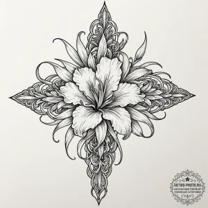Gladiolus, tattoo line art, black outline onl... - эскиз тату (№1752539264_0, 15.07.2025 00:27) — tattoo-photo.ru