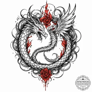 Tattoo sketch an uroboros where the serpent's... - эскиз тату (№1752539861_0, 15.07.2025 00:37) — tattoo-photo.ru