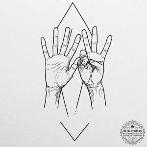 Tattoo sketch a 'high five' gesture, split be... - эскиз тату (№1752540117_0, 15.07.2025 00:41) — tattoo-photo.ru