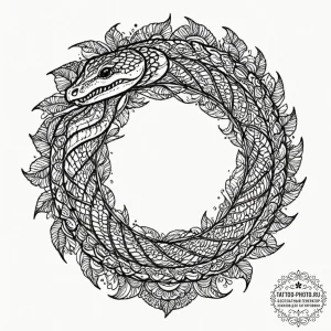 A dotwork mandala of the ouroboros, the snake... - эскиз тату (№1752541946_0, 15.07.2025 01:12) — tattoo-photo.ru