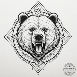 A powerful blackwork tattoo of a bear's head... - эскиз тату (№1752542031_0, 15.07.2025 01:13) — tattoo-photo.ru