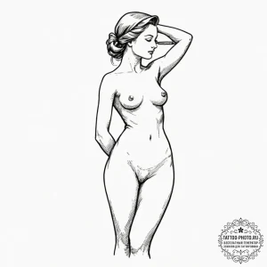 Tattoo sketch a delicate but strong female si... - эскиз тату (№1752542798_0, 15.07.2025 01:26) — tattoo-photo.ru