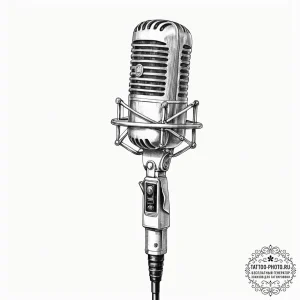 Tattoo sketch a desktop microphone with a pop... - эскиз тату (№1752543477_0, 15.07.2025 01:37) — tattoo-photo.ru