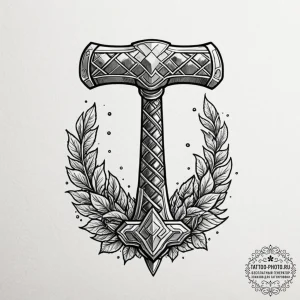 A linework tattoo of thor's hammer, mjolnir,... - эскиз тату (№1752543646_0, 15.07.2025 01:40) — tattoo-photo.ru