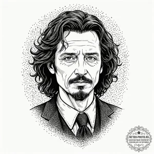 A graphic novel style portrait of sirius blac... - эскиз тату (№1752543818_0, 15.07.2025 01:43) — tattoo-photo.ru