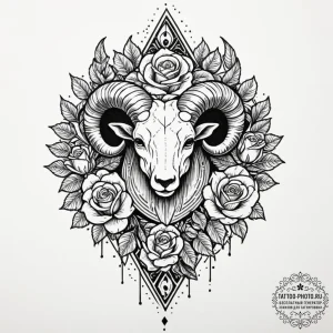 Tattoo sketch an aries ram's head looking lik... - эскиз тату (№1752544417_0, 15.07.2025 01:53) — tattoo-photo.ru