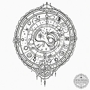 Tattoo design a zodiac glyph appearing as if... - эскиз тату (№1752544502_0, 15.07.2025 01:55) — tattoo-photo.ru