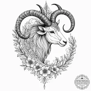 Tattoo design a capricorn goat-fish, half rea... - эскиз тату (№1752544588_0, 15.07.2025 01:56) — tattoo-photo.ru