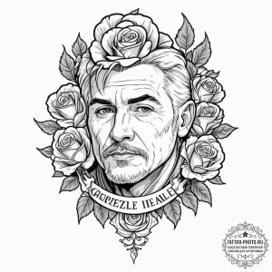 Graphic novel style portrait of a grizzled, o... - эскиз тату (№1752544930_0, 15.07.2025 02:02) — tattoo-photo.ru