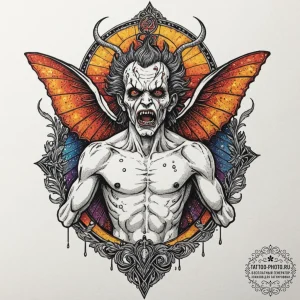 A minimalist tattoo of the pazuzu demon statu... - эскиз тату (№1752545526_0, 15.07.2025 02:12) — tattoo-photo.ru