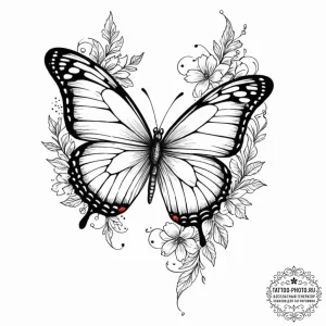 Tattoo design a butterfly with its wings show... - эскиз тату (№1752545697_0, 15.07.2025 02:14) — tattoo-photo.ru