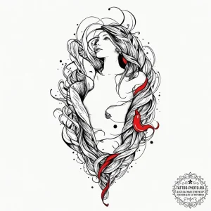 Tattoo design a flowing line that subtly high... - эскиз тату (№1752546465_0, 15.07.2025 02:27) — tattoo-photo.ru