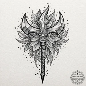 Tattoo sketch: perun's stylized war axe, crac... - эскиз тату (№1752547317_0, 15.07.2025 02:41) — tattoo-photo.ru