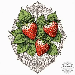 Strawberry, concept art for tattoo, sepia ton... - эскиз тату (№1752547655_0, 15.07.2025 02:47) — tattoo-photo.ru