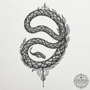 Tattoo design an uroboros serpent whose body... - эскиз тату (№1752548078_0, 15.07.2025 02:54) — tattoo-photo.ru