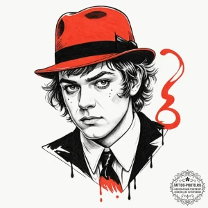 A trash polka portrait of alex from a clockwo... - эскиз тату (№1752548847_0, 15.07.2025 03:07) — tattoo-photo.ru
