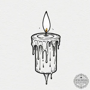Tattoo design a single, dripping candle, evok... - эскиз тату (№1752549019_0, 15.07.2025 03:10) — tattoo-photo.ru