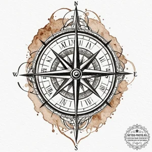 Tattoo sketch a classic 'compass rose' for gu... - эскиз тату (№1752549104_0, 15.07.2025 03:11) — tattoo-photo.ru