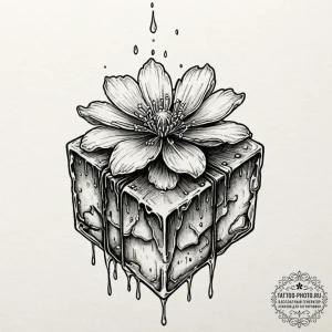 Tattoo design a melting ice cube, within whic... - эскиз тату (№1752549448_0, 15.07.2025 03:17) — tattoo-photo.ru