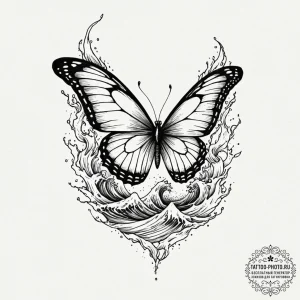 Tattoo sketch a butterfly with its wings made... - эскиз тату (№1752550308_0, 15.07.2025 03:31) — tattoo-photo.ru