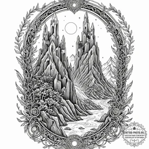 Neo-traditional tattoo of the argonath, the p... - эскиз тату (№1752550819_0, 15.07.2025 03:40) — tattoo-photo.ru