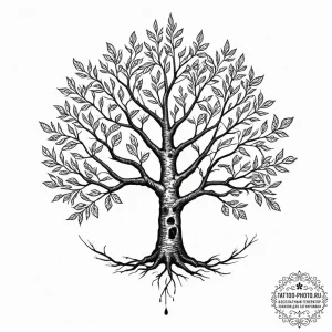Tattoo design a 'family tree' where some leav... - эскиз тату (№1752551162_0, 15.07.2025 03:46) — tattoo-photo.ru