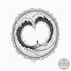 Tattoo sketch a wave that splits into two, on... - эскиз тату (№1752552057_0, 15.07.2025 04:00) — tattoo-photo.ru