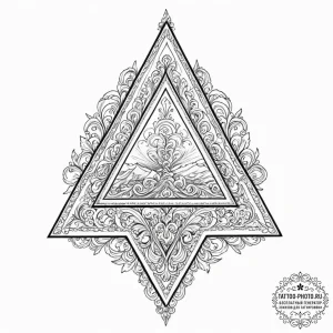 Triangle, tattoo line art, on a clean white p... - эскиз тату (№1752553411_0, 15.07.2025 04:23) — tattoo-photo.ru