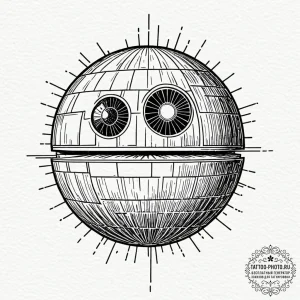 48. a linework design of the death star plans... - эскиз тату (№1752553494_0, 15.07.2025 04:24) — tattoo-photo.ru