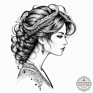 Tattoo design a virgo maiden's profile in bla... - эскиз тату (№1752553752_0, 15.07.2025 04:29) — tattoo-photo.ru