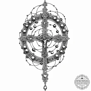 Rosary, concept art for tattoo, black outline... - эскиз тату (№1752553838_0, 15.07.2025 04:30) — tattoo-photo.ru
