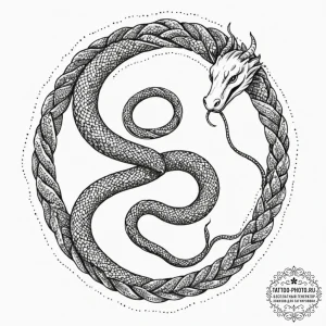 Tattoo design an uroboros serpent, where its... - эскиз тату (№1752554944_0, 15.07.2025 04:49) — tattoo-photo.ru