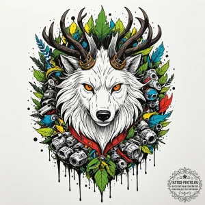 A trash polka composition of the corruption o... - эскиз тату (№1752555626_0, 15.07.2025 05:00) — tattoo-photo.ru