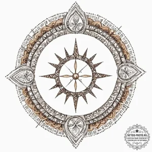 Tattoo design: a kolovrat surrounded by a rin... - эскиз тату (№1752556392_0, 15.07.2025 05:13) — tattoo-photo.ru