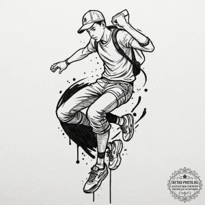 Tattoo design a retro game character's iconic... - эскиз тату (№1752556477_0, 15.07.2025 05:14) — tattoo-photo.ru