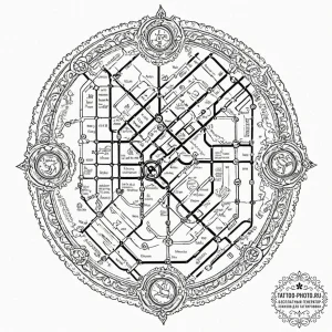 Tattoo design a subway map, but the lines and... - эскиз тату (№1752557162_0, 15.07.2025 05:26) — tattoo-photo.ru