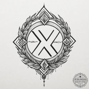 149. tattoo design: a minimalist "veda" rune,... - эскиз тату (№1752557247_0, 15.07.2025 05:27) — tattoo-photo.ru