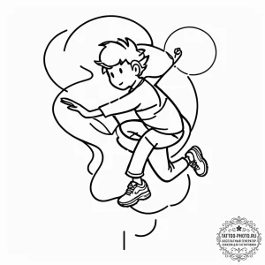 Tattoo sketch a pixel art character jumping o... - эскиз тату (№1752558189_0, 15.07.2025 05:43) — tattoo-photo.ru