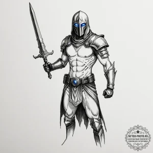 A sketch of a fremen warrior in a stillsuit,... - эскиз тату (№1752558274_0, 15.07.2025 05:44) — tattoo-photo.ru