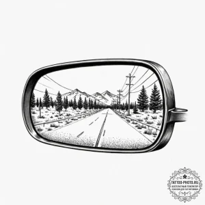Tattoo sketch a car's rearview mirror, but in... - эскиз тату (№1752559209_0, 15.07.2025 06:00) — tattoo-photo.ru