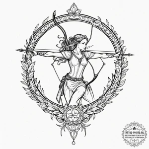Tattoo sketch a sagittarius archer, the bow i... - эскиз тату (№1752559465_0, 15.07.2025 06:04) — tattoo-photo.ru