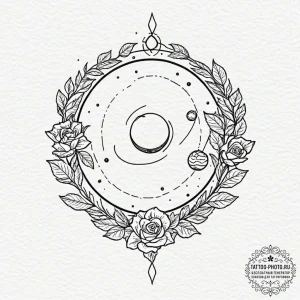 Tattoo design a celestial body (planet) with... - эскиз тату (№1752560060_0, 15.07.2025 06:14) — tattoo-photo.ru
