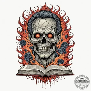 A sketch of the necronomicon (book of the dea... - эскиз тату (№1752560145_0, 15.07.2025 06:15) — tattoo-photo.ru