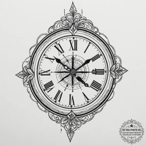 Tattoo design a door that is also a clock fac... - эскиз тату (№1752560745_0, 15.07.2025 06:25) — tattoo-photo.ru