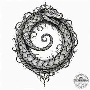 Tattoo sketch an uroboros serpent whose scale... - эскиз тату (№1752560831_0, 15.07.2025 06:27) — tattoo-photo.ru