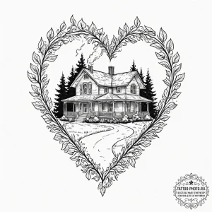 Tattoo sketch a simple house outline with smo... - эскиз тату (№1752561089_0, 15.07.2025 06:31) — tattoo-photo.ru