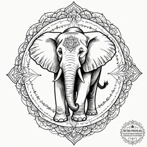 Elephant, ink illustration for tattoo, soft w... - эскиз тату (№1752561260_0, 15.07.2025 06:34) — tattoo-photo.ru
