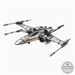 26. neo-traditional tattoo of an x-wing fight... - эскиз тату (№1752562884_0, 15.07.2025 07:01) — tattoo-photo.ru