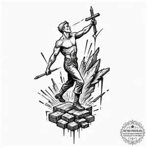 Tattoo sketch a human silhouette breaking fre... - эскиз тату (№1752563564_0, 15.07.2025 07:12) — tattoo-photo.ru